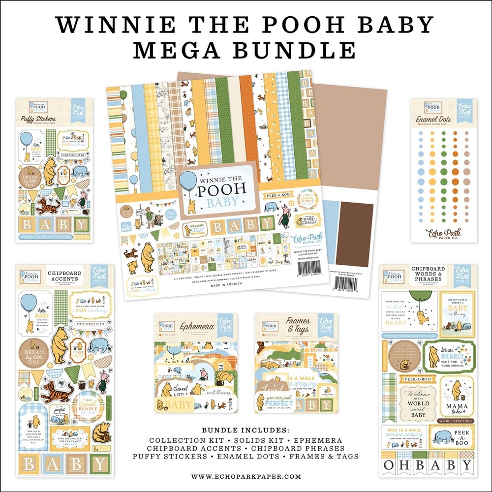 Echo Park Winnie The Pooh Baby Mega Bundle Scrapbooking Collection Kit